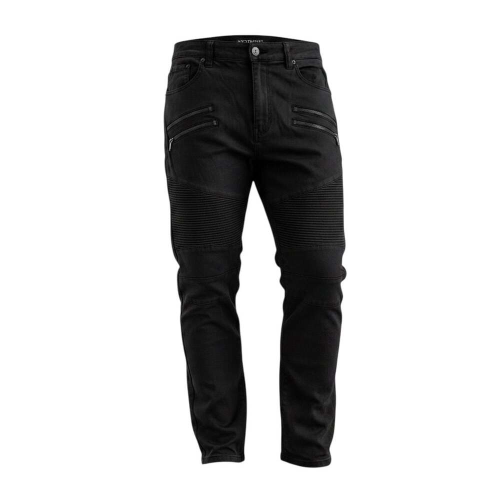 Victorious Premium Jeans Black Biker Moto Pants 34x30